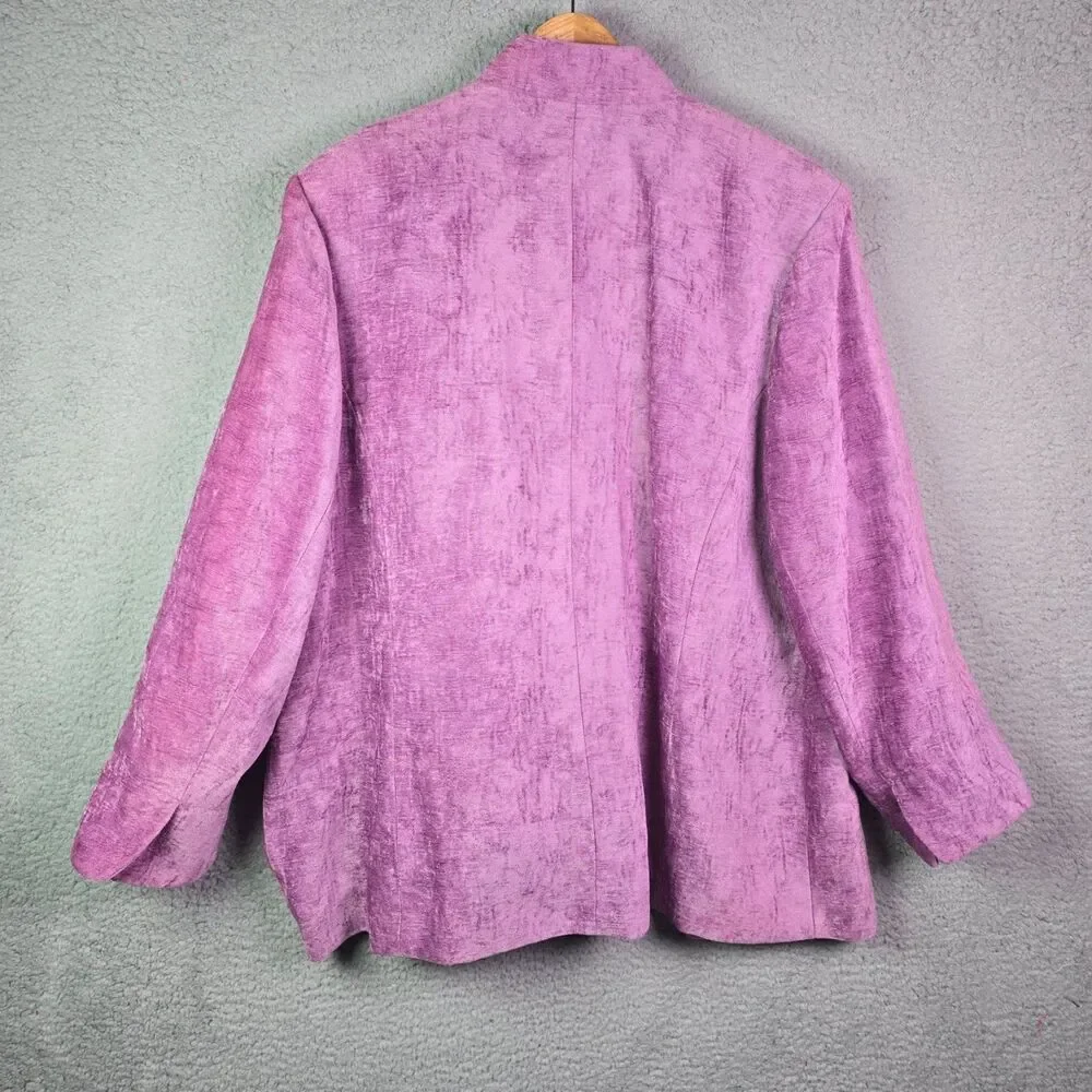 Koret Woman Jacket Purple 26W Textured Tapestry Open Front Career